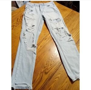 American Eagle Outfitters Strigid Distressed Light Blue Denim Jeans